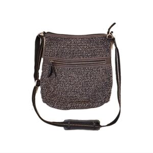 The Sak Urban Static Crochet Woven‎ Grey Brown Crossbody Shoulder Bag